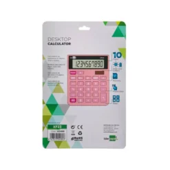 CALCULADORA LIDERPAPEL SOBREMESA XF23 10 DIGITOS SOLAR Y PILAS COLOR ROSA 127X105X24 MM