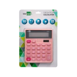 CALCULADORA LIDERPAPEL SOBREMESA XF23 10 DIGITOS SOLAR Y PILAS COLOR ROSA 127X105X24 MM
