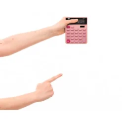 CALCULADORA LIDERPAPEL SOBREMESA XF23 10 DIGITOS SOLAR Y PILAS COLOR ROSA 127X105X24 MM