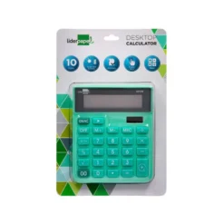 CALCULADORA LIDERPAPEL SOBREMESA XF24 10 DIGITOS SOLAR Y PILAS COLOR VERDE 127X105X24 MM