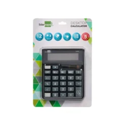 CALCULADORA LIDERPAPEL SOBREMESA XF26 12 DIGITOS SOLAR Y PILAS 127X105X24 MM COLOR NEGRO
