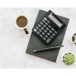 CALCULADORA LIDERPAPEL SOBREMESA XF26 12 DIGITOS SOLAR Y PILAS 127X105X24 MM COLOR NEGRO