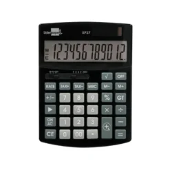 CALCULADORA LIDERPAPEL SOBREMESA XF27 12 DIGITOS TASAS SOLAR Y PILAS COLOR NEGRO 155X115X25 MM