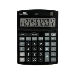 CALCULADORA LIDERPAPEL SOBREMESA XF30 12 DIGITOS TASAS SOLAR Y PILAS COLOR NEGRO 190X140X25 MM