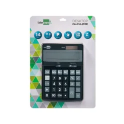CALCULADORA LIDERPAPEL SOBREMESA XF31 14 DIGITOS SOLAR Y PILAS COLOR NEGRO 170X122X35 MM