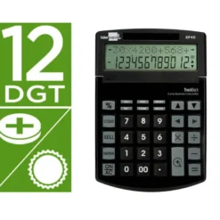 CALCULADORA LIDERPAPEL SOBREMESA XF40 12 DIGITOS DOS LINEAS SOLAR Y PILAS NEGRO 175X120X30 MM 40% PLASTICO
