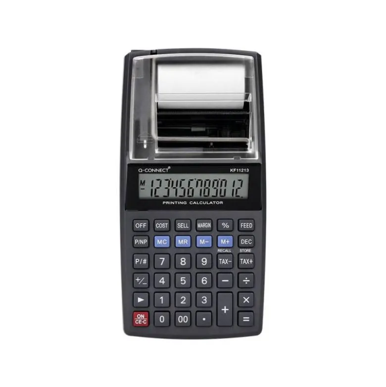 CALCULADORA Q-CONNECT IMPRESORA PANTALLA PAPEL KF11213 12 DIGITOS NEGRA