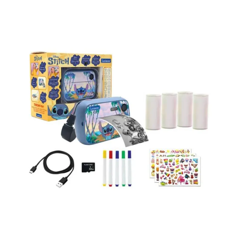 CAMARA DE FOTOS INSTANTANEA LEXIBOOK STITCH STARCAM PRINT TARJETA SD 32 GB CON KIT PERSONALIZACION