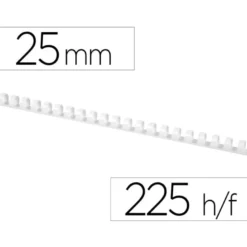 Canutillo q-connect redondo 25 mm plastico blanco capacidad 225 hojas caja de 50 unidades