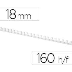 Canutillo q-connect redondo 18 mm plastico blanco capacidad 160 hojas caja de 50 unidades