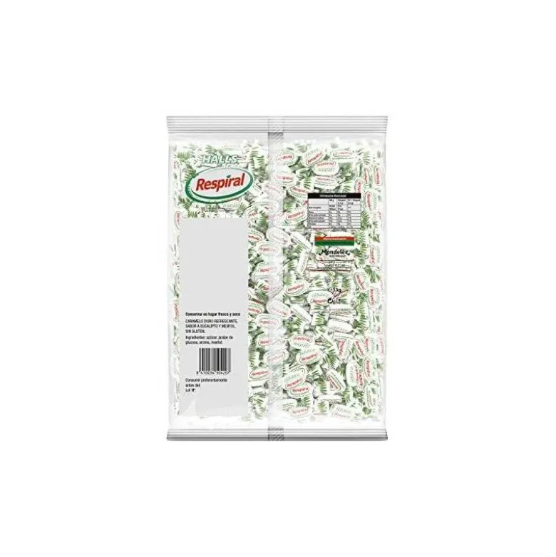 Caramelos halls respiral sabor menta eucalipto bolsa de 1 kg.