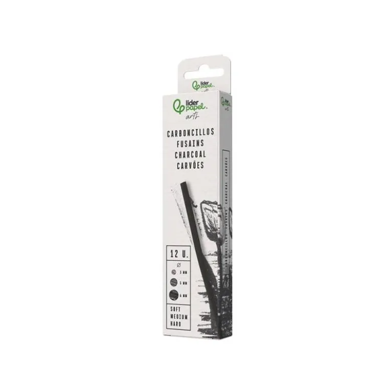 CARBONCILLO REDONDO PARA DIBUJO LIDERPAPEL CAJA DE 12 UNIDADES DIAMETROS SURTIDOS