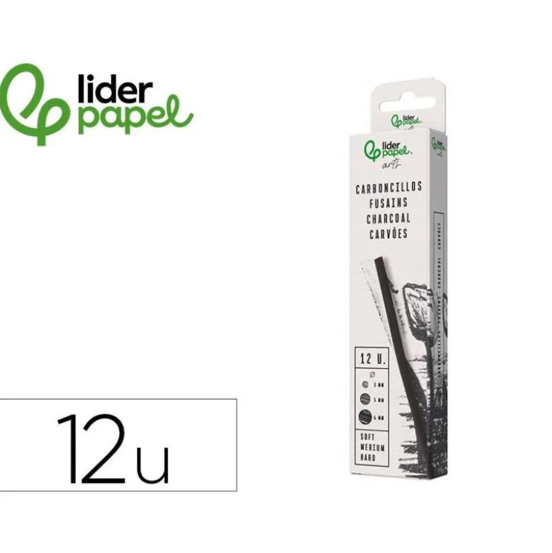 CARBONCILLO REDONDO PARA DIBUJO LIDERPAPEL CAJA DE 12 UNIDADES DIAMETROS SURTIDOS