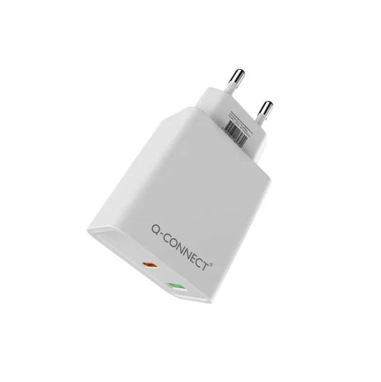 CARGADOR DE PARED USB-A Y USB-C Q-CONNECT 20 W BLANCO