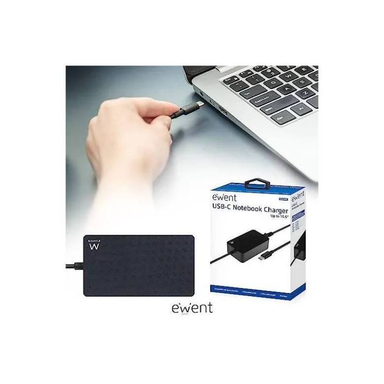 CARGADOR EWENT PARA PORTATIL USB TYPE-C 100-240V 45W