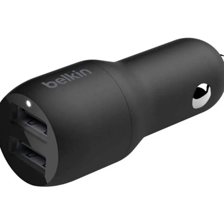 CARGADOR PARA COCHE BELKIN CCB001BTBK DOBLE USB-A 24W 12W X2 COLOR NEGRO