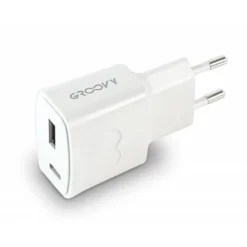 CARGADOR PARED GROOVY 1 USB + 1USB-C COLOR BLANCO