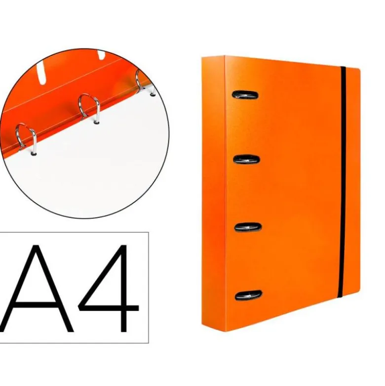 CARPETA 4 ANILLAS 25 MM LIDERPAPEL DIN A4 COLOR NARANJA POLIPROPILENO