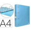 CARPETA 4 ANILLAS 40 MM LIDERPAPEL DIN A4 COLOR AZUL POLIPROPILENO