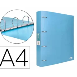 CARPETA 4 ANILLAS 40 MM LIDERPAPEL DIN A4 COLOR AZUL POLIPROPILENO