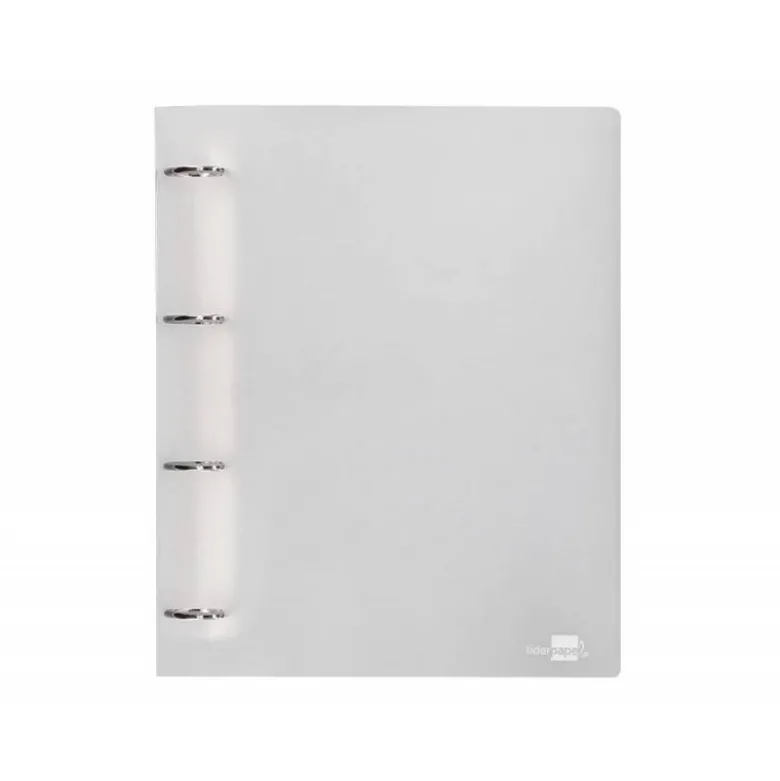 CARPETA 4 ANILLAS 40 MM LIDERPAPEL DIN A4 COLOR TRANSPARENTE POLIPROPILENO