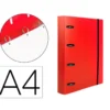 CARPETA 4 ANILLAS 25 MM LIDERPAPEL DIN A4 COLOR ROJO POLIPROPILENO