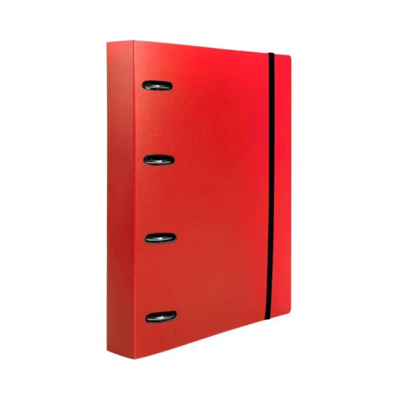 CARPETA 4 ANILLAS 25 MM LIDERPAPEL DIN A4 COLOR ROJO POLIPROPILENO