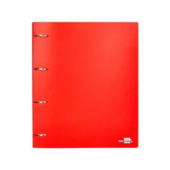 CARPETA 4 ANILLAS 40 MM LIDERPAPEL DIN A4 COLOR ROJO POLIPROPILENO