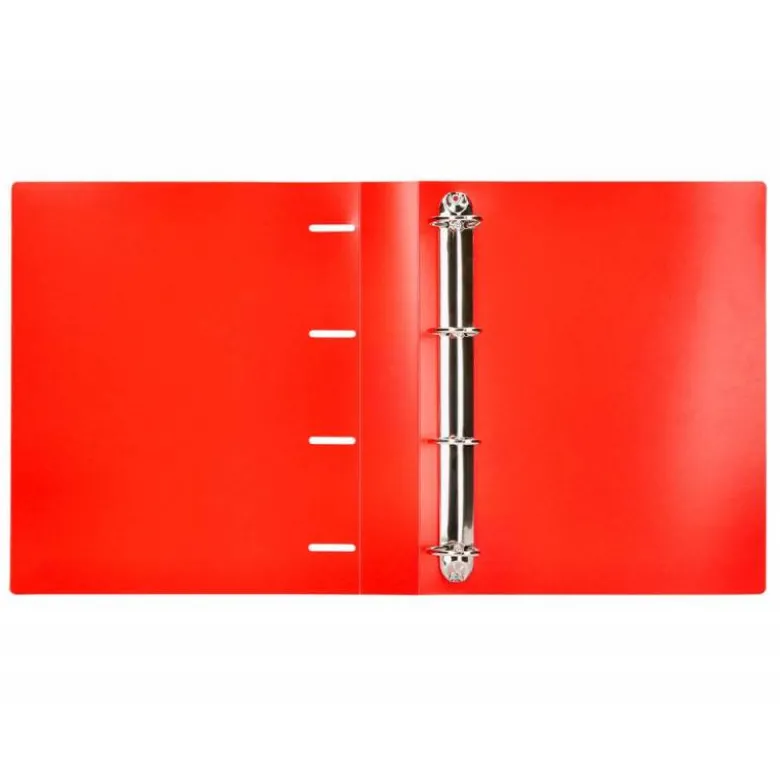 CARPETA 4 ANILLAS 40 MM LIDERPAPEL DIN A4 COLOR ROJO POLIPROPILENO