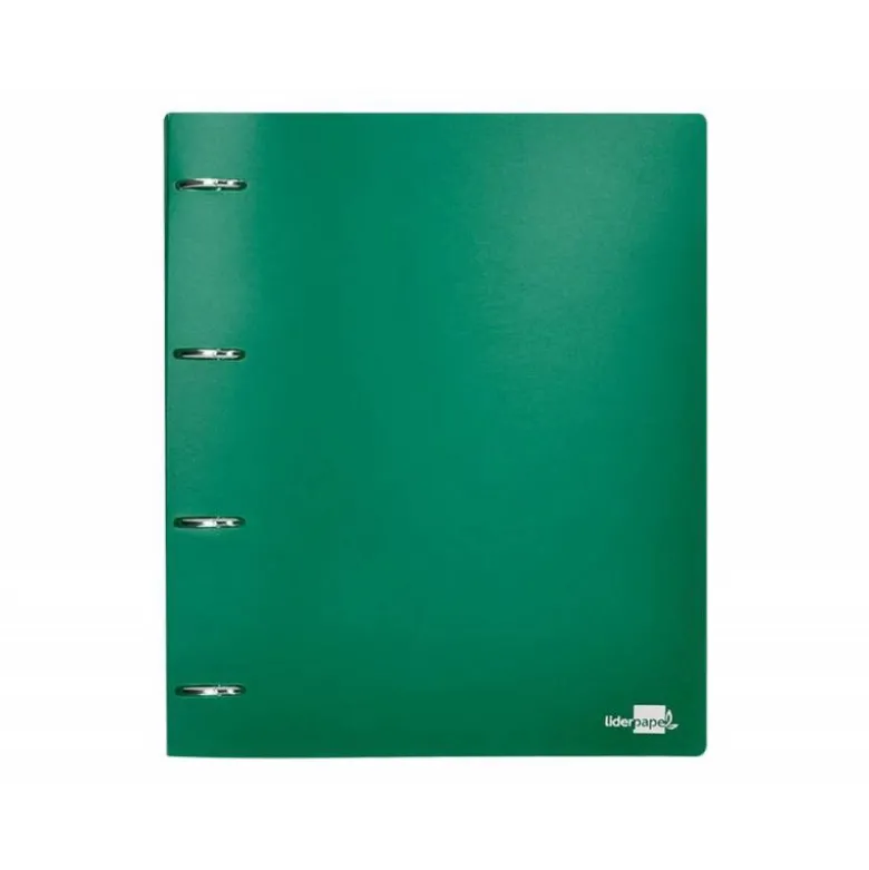 CARPETA 4 ANILLAS 40 MM LIDERPAPEL DIN A4 COLOR VERDE POLIPROPILENO