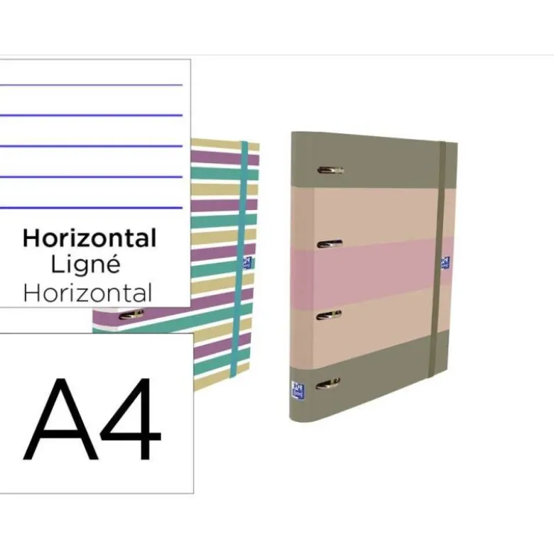 CARPETA 4 ANILLAS OXFORD EUROPEANBINDER TAPA EXTRADURA DIN A4 + RECAMBIO 120 HOJAS HORIZONTAL