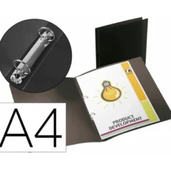 Carpeta 2 anilllas Liderpapel DIN A4 15mm polipropileno color negro
