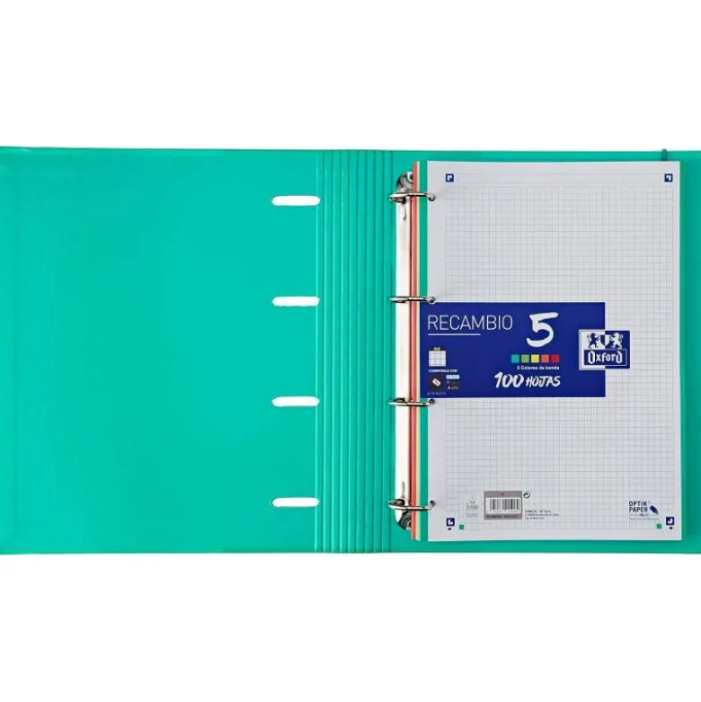 CARPETA ANILLAS OXFORD EUROPEANBINDER FOREST DIN A4+ CON RECAMBIO CUADRO 5MM