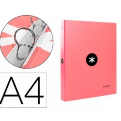 Carpeta Antartik 4 anillas DIN A4 Carton forrado Color Coral
