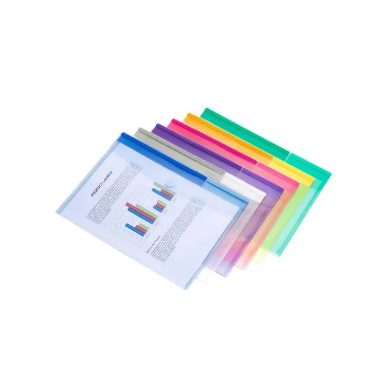 CARPETA BROCHE DJOIS POLIPROPILENO DIN A4 HORIZONTAL PACK DE 12 UNIDADES COLORES SURTIDOS