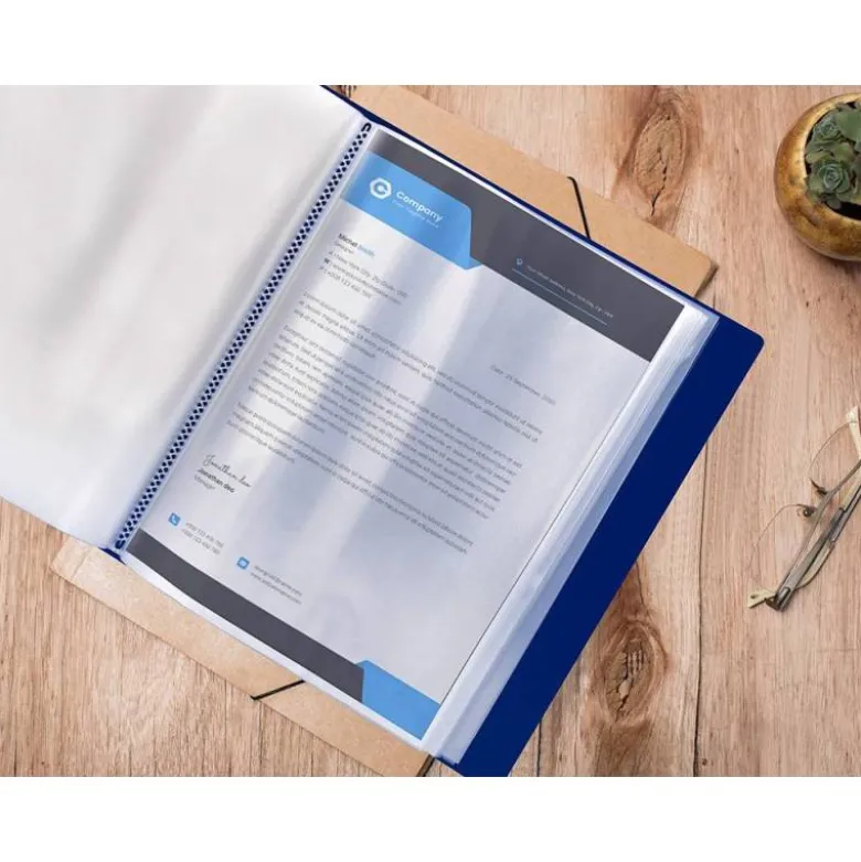 Carpeta Canguro Liderpapel DIN A4 poliporpileno 40 fundas color azul