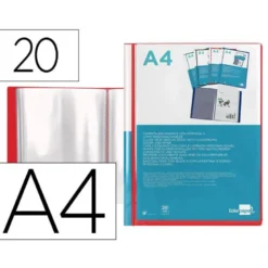 Carpeta Canguro Liderpapel DIN A4 poliporpileno 20 fundas color rojo
