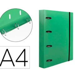 CARPETA CON RECAMBIO 4 ANILLAS 25MM LIDERPAPEL DIN A4 COLOR VERDE POLIPROPILENO