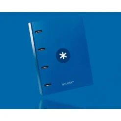 CARPETA CON RECAMBIO 4 ANILLAS 25MM LIDERPAPEL ANTARTIK DIN A4 COLOR AZUL CARTON FORRADO