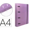 CARPETA CON RECAMBIO 4 ANILLAS DE 25 MM LIDERPAPEL DIN A4 COLOR VIOLETA POLIPROPILENO