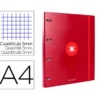 CARPETA CON RECAMBIO 4 ANILLAS 25MM LIDERPAPEL ANTARTIK DIN A4 COLOR ROJO CARTON FORRADO