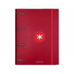 CARPETA CON RECAMBIO 4 ANILLAS 25MM LIDERPAPEL ANTARTIK DIN A4 COLOR ROJO CARTON FORRADO