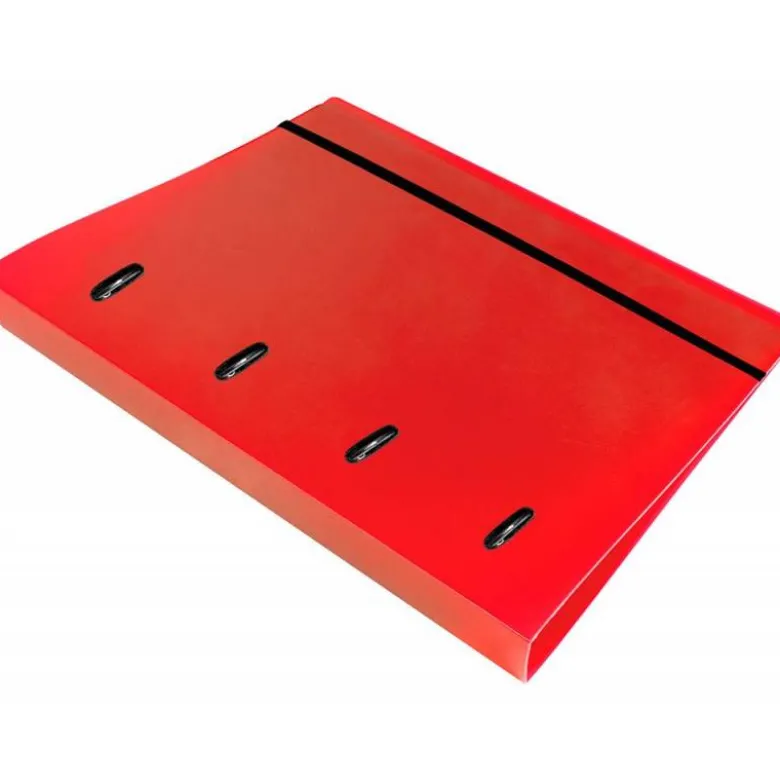 CARPETA CON RECAMBIO 4/40 MM LIDERPAPEL DIN A4 CUADRO 5MM COLOR ROJO POLIPROPILENO