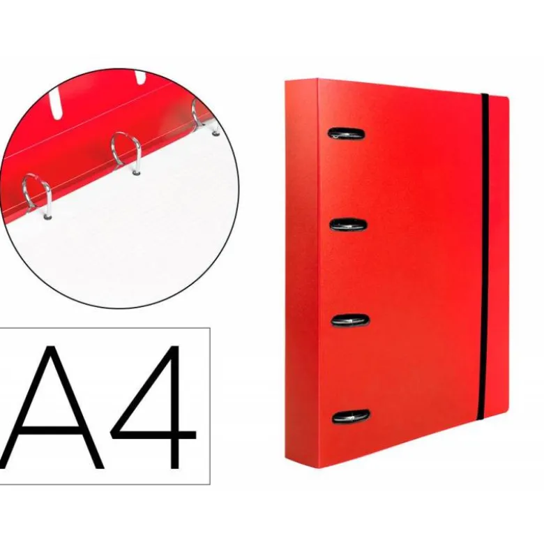 CARPETA CON RECAMBIO 4/40 MM LIDERPAPEL DIN A4 CUADRO 5MM COLOR ROJO POLIPROPILENO