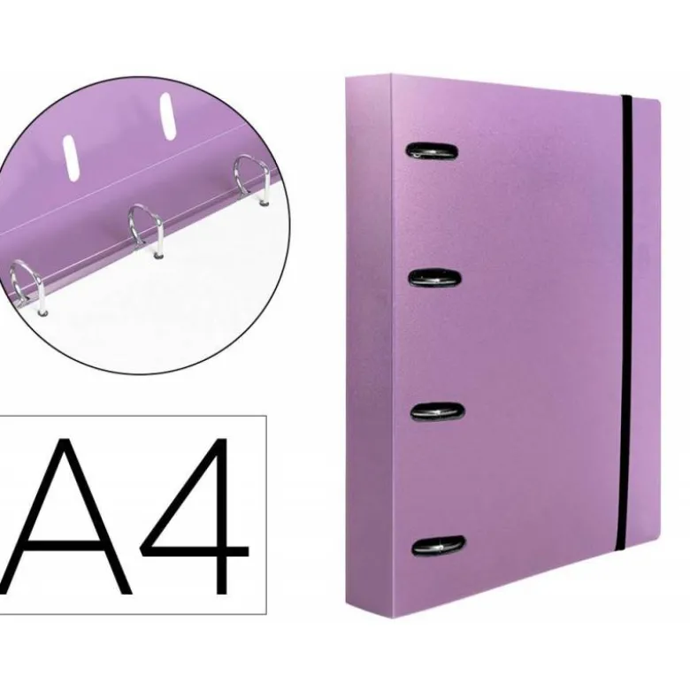 CARPETA CON RECAMBIO 4/40 MM LIDERPAPEL DIN A4 CUADRO 5MM COLOR LILA POLIPROPILENO
