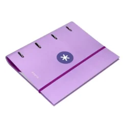 CARPETA CON RECAMBIO LIDERPAPEL ANTARTIK A4 CUADRO 5MM FORRADA 4 ANILLAS 40MM REDONDAS COLOR LAVANDA