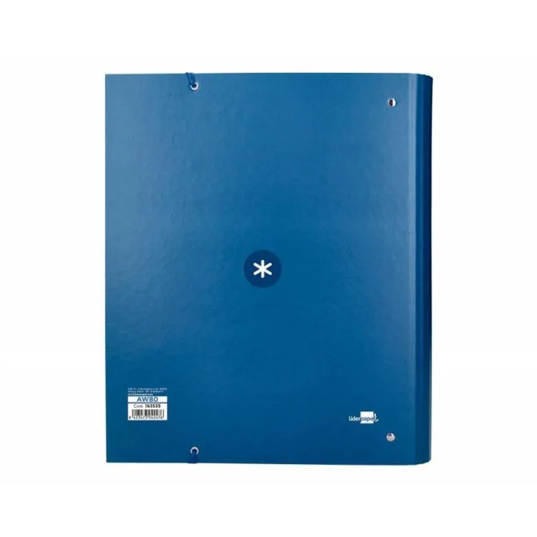 CARPETA CON RECAMBIO LIDERPAPEL ANTARTIK A4 CUADRO 5 MM FORRADA 4 ANILLAS 40MM REDONDAS COLOR AZUL MARINO