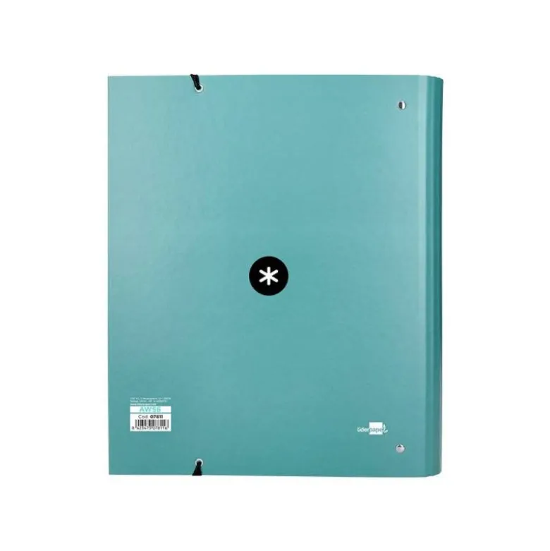 CARPETA CON RECAMBIO LIDERPAPEL ANTARTIK A4 CUADRO 5MM FORRADA 4 ANILLAS 40MM REDONDAS COLOR MENTA