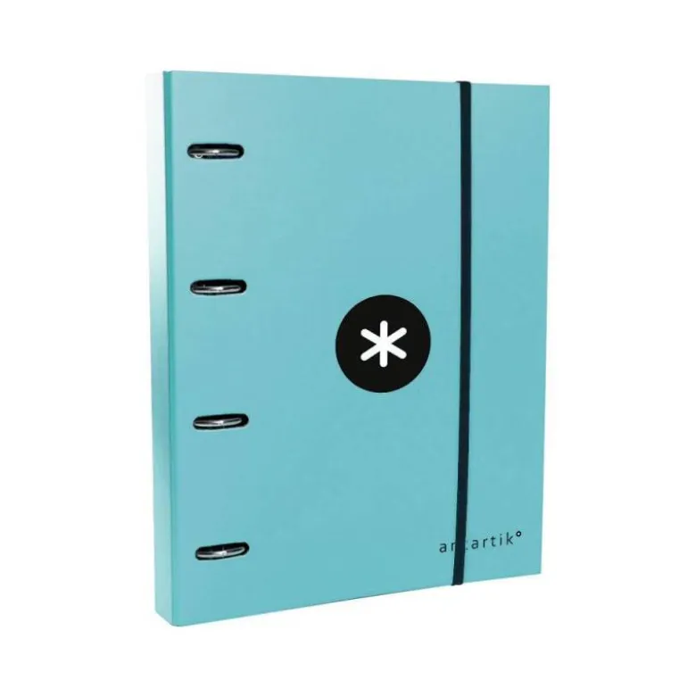 CARPETA CON RECAMBIO LIDERPAPEL ANTARTIK A4 CUADRO 5MM FORRADA 4 ANILLAS 40MM REDONDAS COLOR MENTA