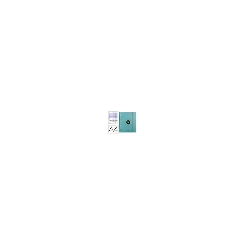 CARPETA CON RECAMBIO LIDERPAPEL ANTARTIK A4 CUADRO 5MM FORRADA 4 ANILLAS 40MM REDONDAS COLOR MENTA